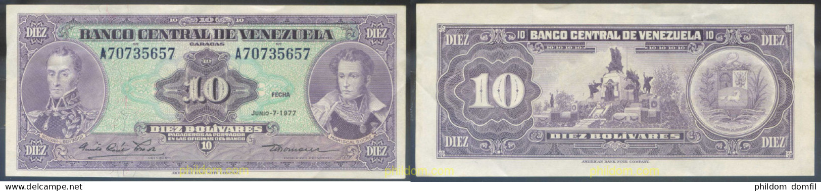 3947 VENEZUELA 1977 VENEZUELA 10 BOLIVARES 1977 - Venezuela