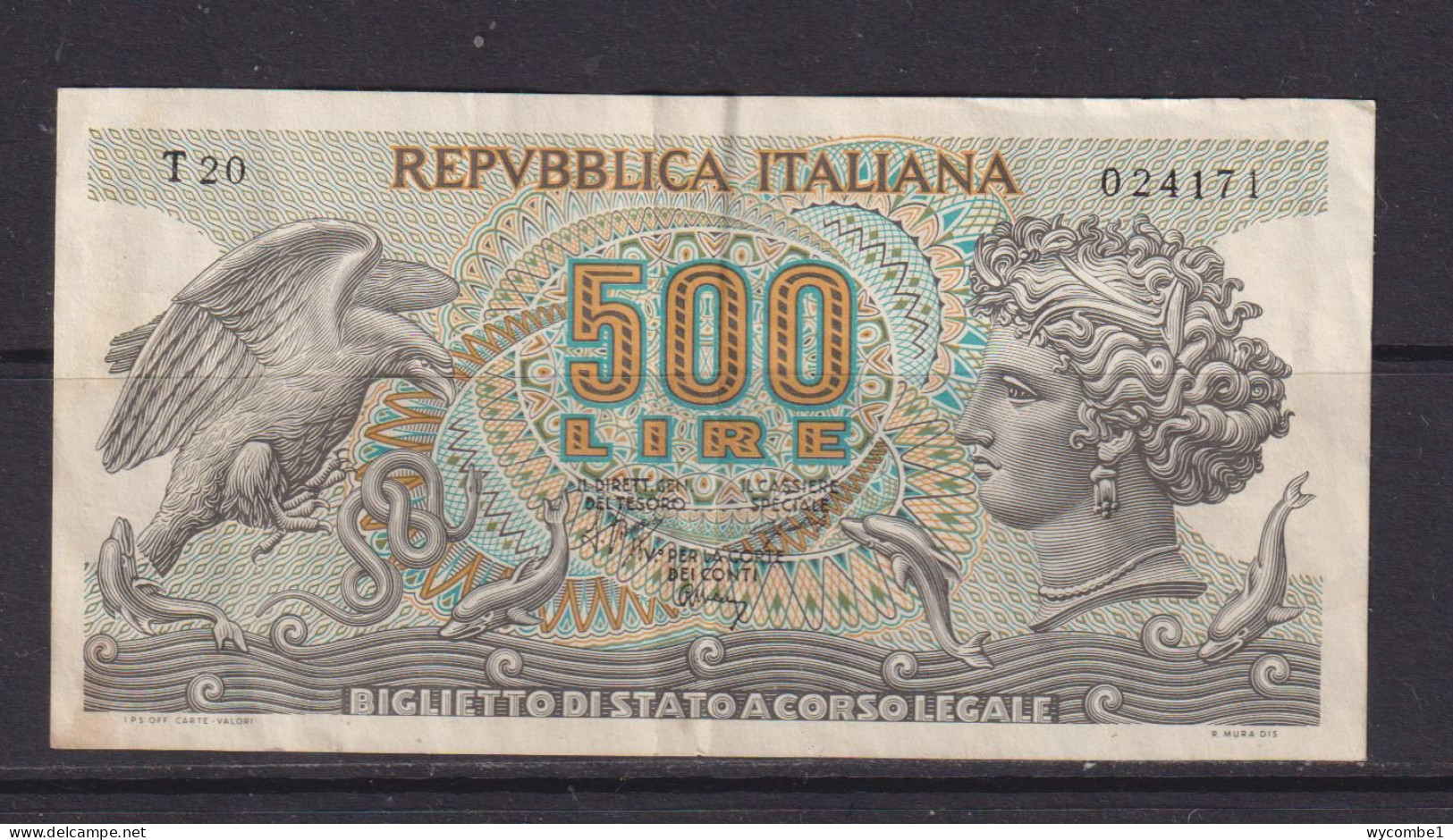 ITALY - 1967 500 Lira Circulated Banknote - 500 Liras