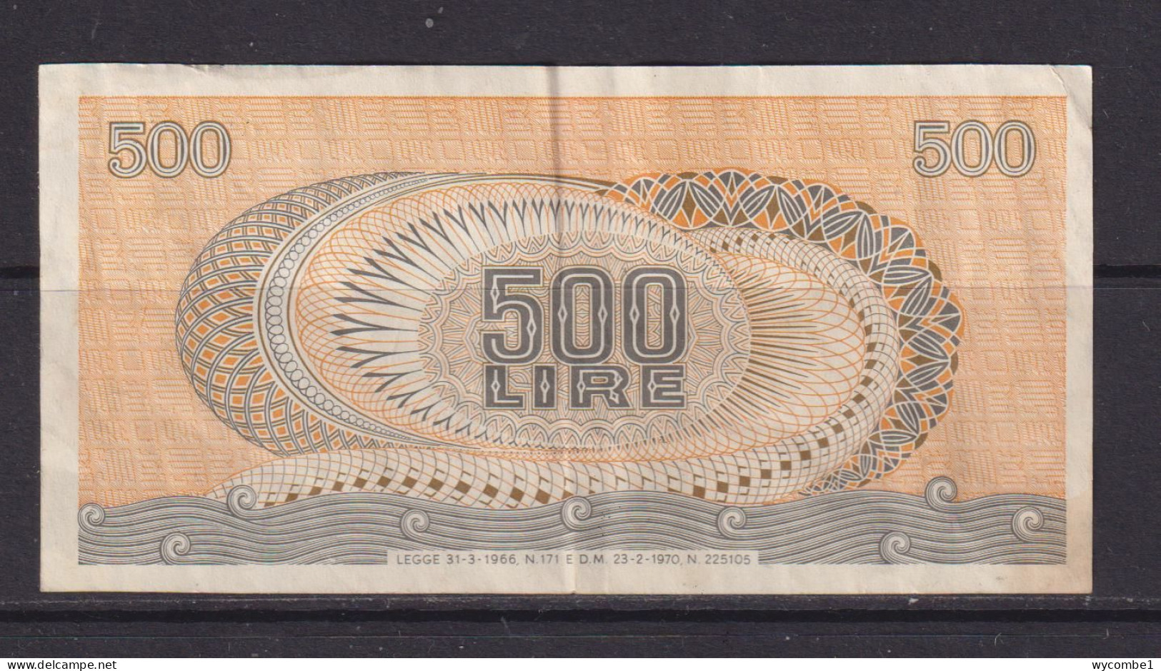 ITALY - 1967 500 Lira Circulated Banknote - 500 Liras