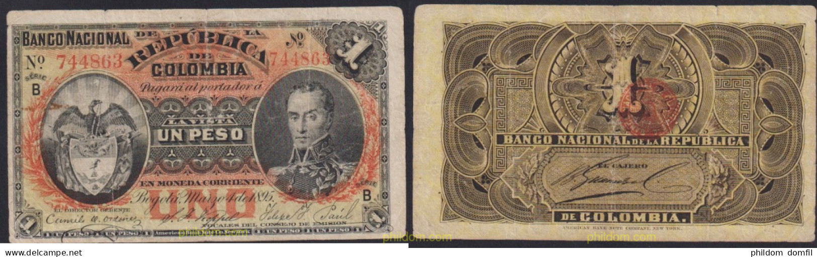 4329 COLOMBIA 1895 COLOMBIA 1 PESO 1895 - Kolumbien