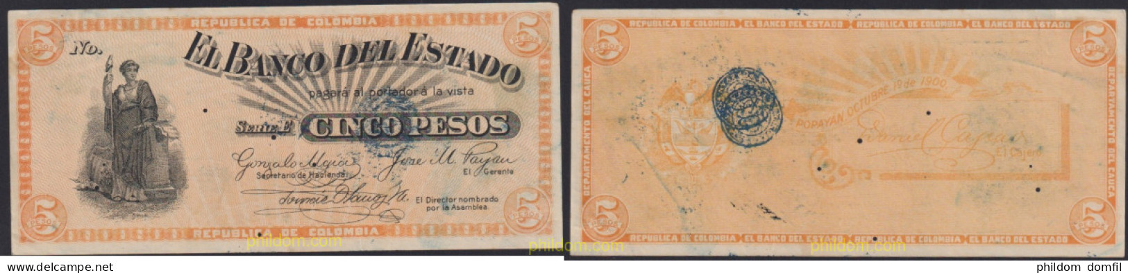 4330 COLOMBIA 1900 COLOMBIA 5 PESOS 1900 - Colombia