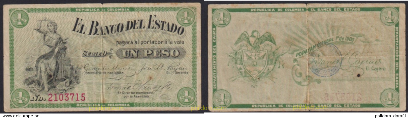 4331 COLOMBIA 1900 COLOMBIA BANCO DE SANTANDER 1 PESO 1900 - Kolumbien