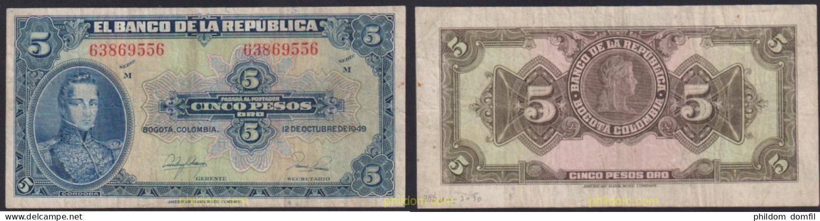 4337 COLOMBIA 1949 COLOMBIA 5 PESOS 1949 - Colombie