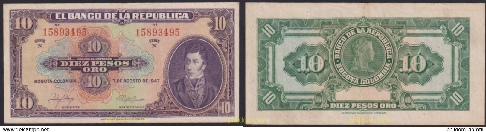 4338 COLOMBIA 1947 COLOMBIA 10 PESOS 1947 - Colombie