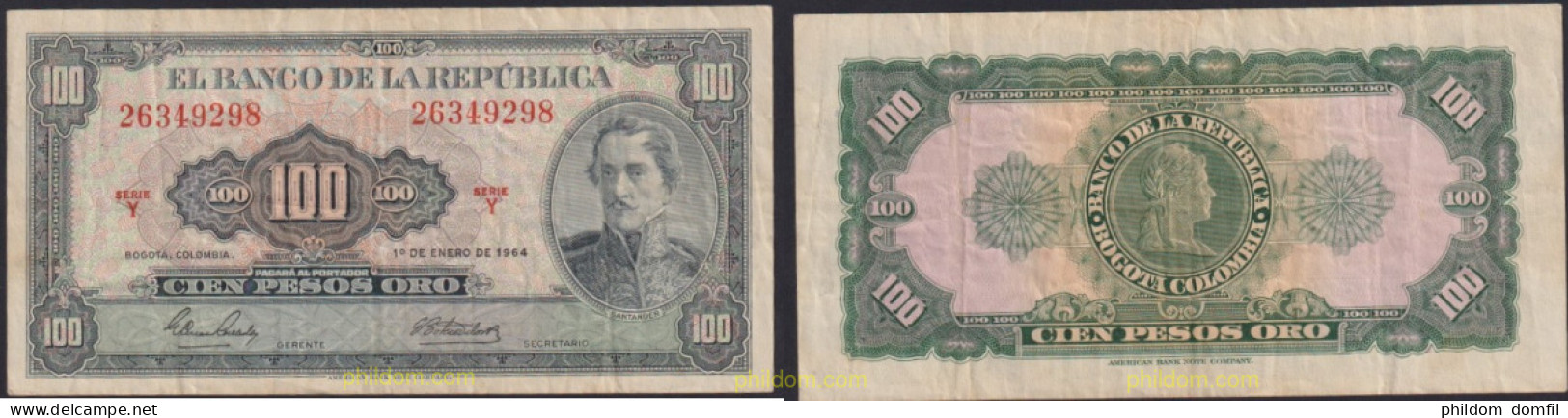 4374 COLOMBIA 1964 COLOMBIA 100 PESOS 1964 - Kolumbien