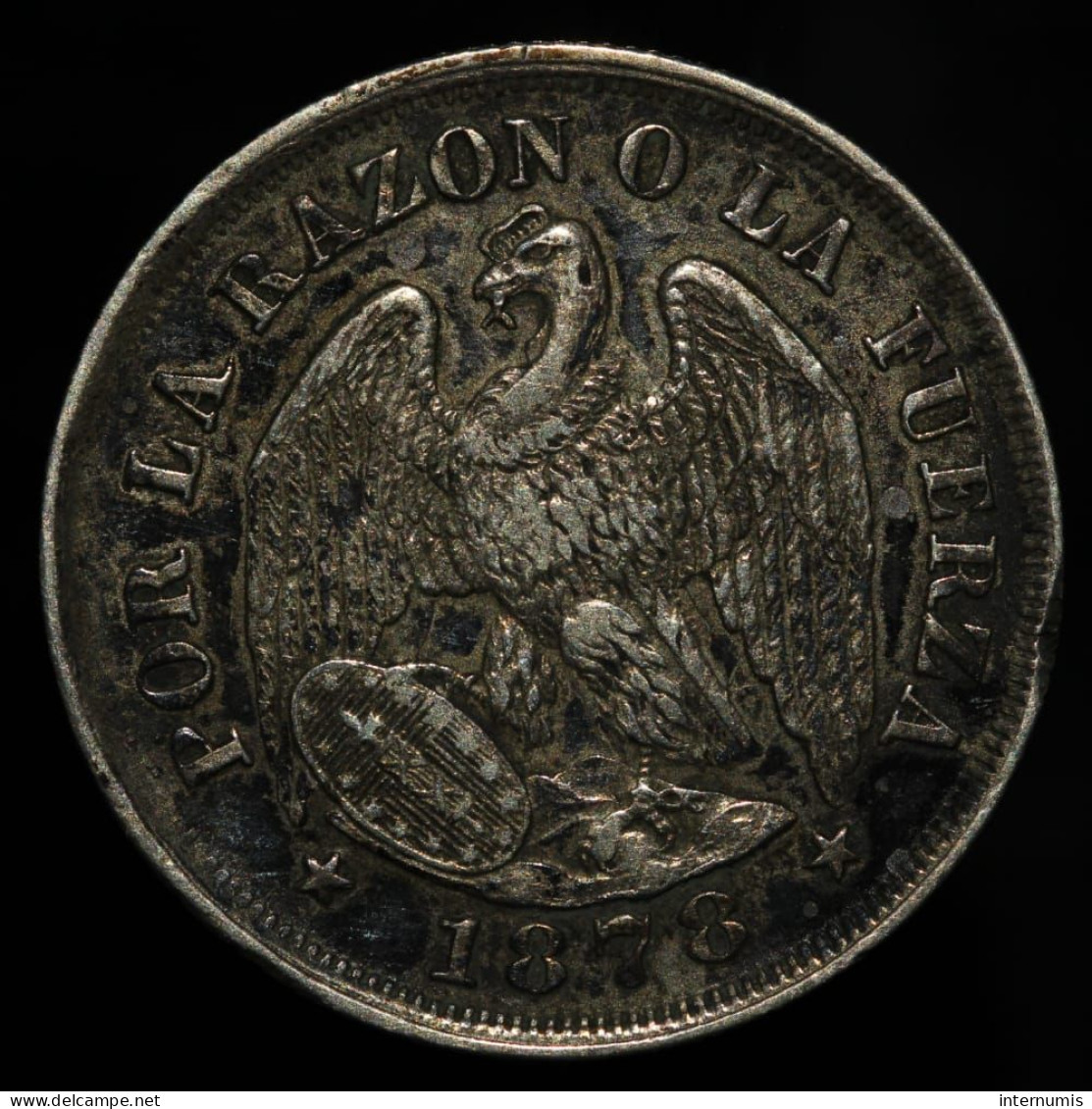 Chili / Chile, 20 Centavos, 1878, So - Santiago, Argent (Silver), TTB+ (EF), KM#138.1 - Chile