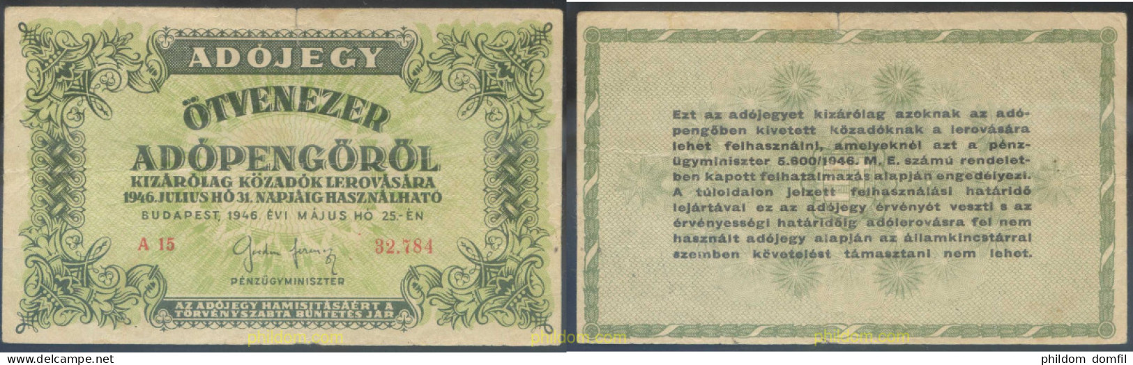 4564 HUNGRIA 1946 1946 HUNGARY OTVENEZER ADOPENGOROL - Hongarije