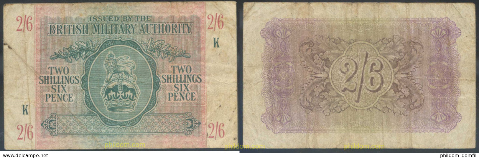 4680 GRAN BRETAÑA 1943 BRITISH MILITARY AUTHORITY 2/6 SHILLING 1943 - Colecciones