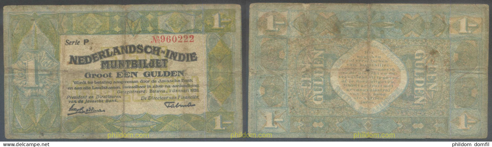 4765 INDIA HOLANDESA 1920 NEDERLAND INDIE 1 GULDEN 1920 - Inde
