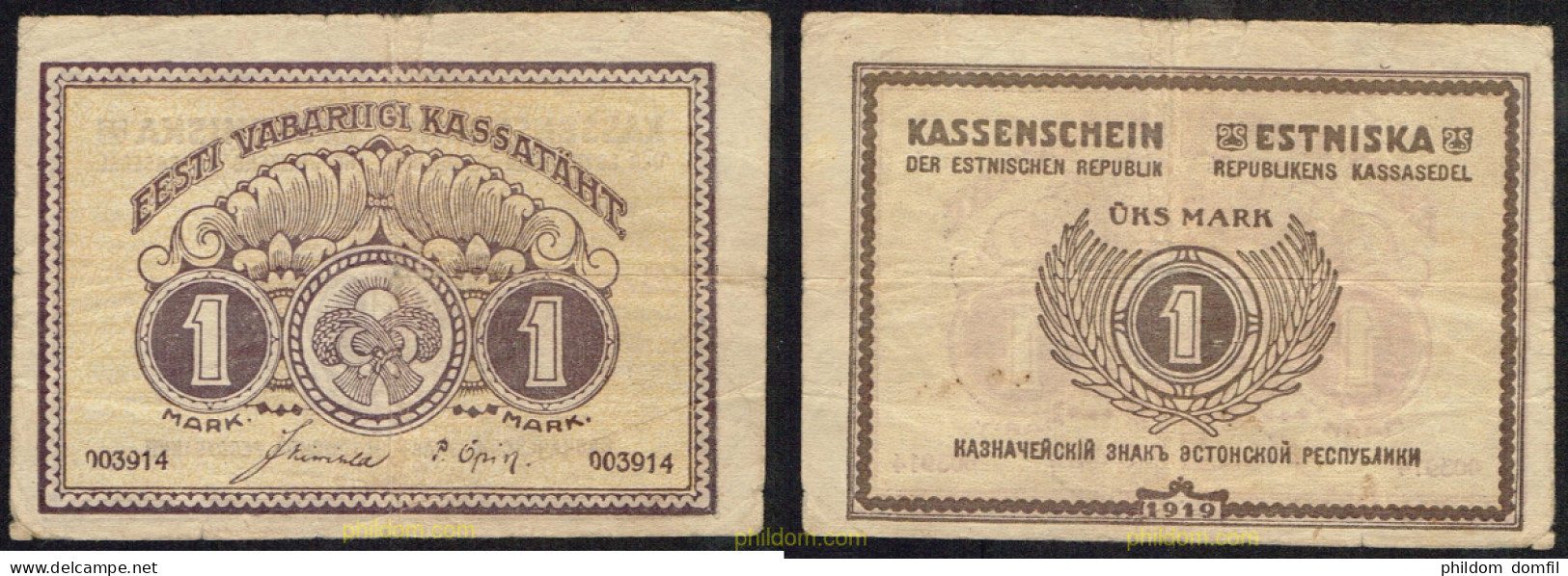 4783 ESTONIA 1919 ESTONIA 1 MARK 1919 - Estonie