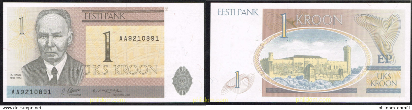 4794 ESTONIA 1992 ESTLAND 1 KROON 1992 - Estonie