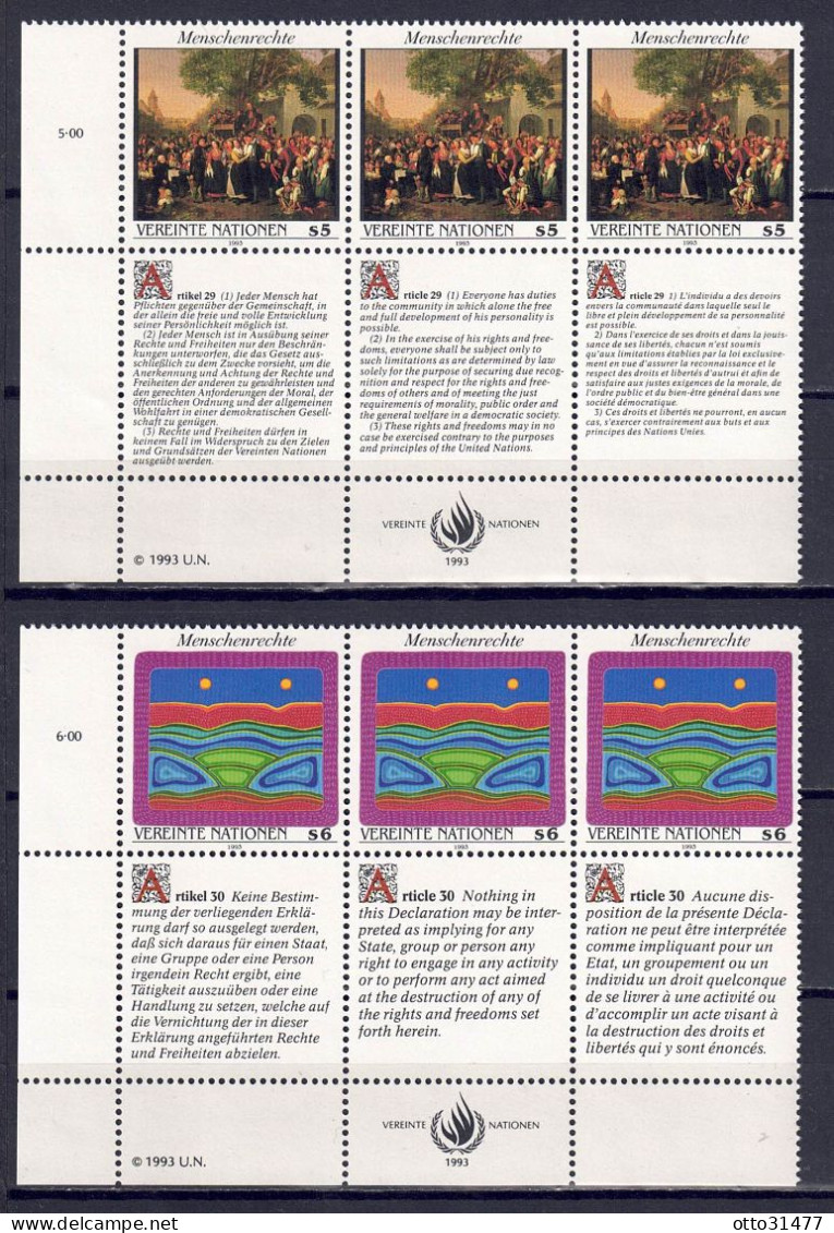 UNO Wien 1993 - Menschenrechte (V), Nr. 150 - 151 Zd., Postfrisch ** / MNH - Unused Stamps