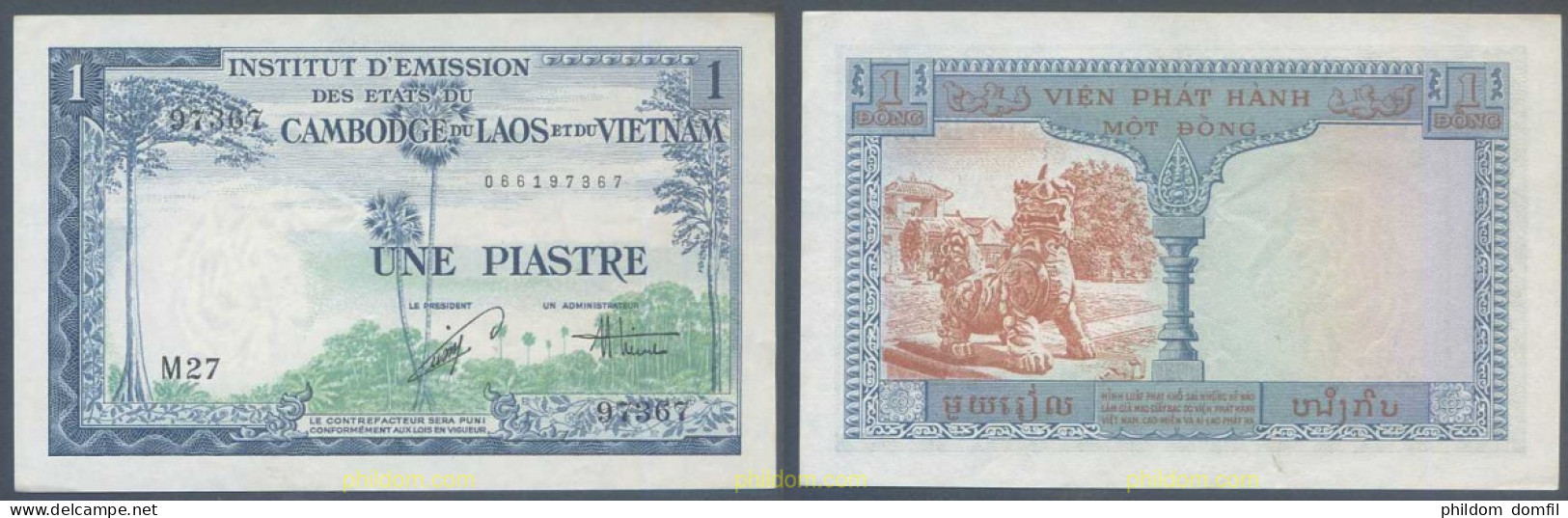 4845 INDOCHINA 1954 INDOCHINA 1 PIASTRE 1954 - Indocina