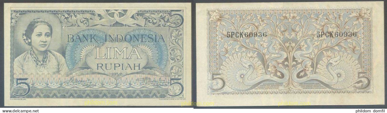 4871 INDONESIA 1952 INDONESIA 5 RUPIAH 1952 - Indonesië