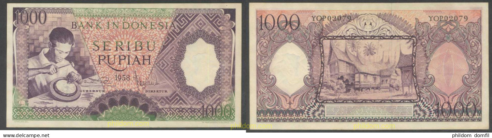 4902 INDONESIA 1958 INDONESIA 1000 RUPIAH 1958 - Indonesië