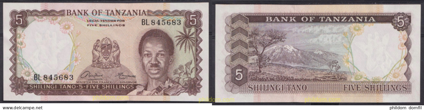 5000 TANZANIA 1966 TANZANIA 5 SHILLINGS 1966 - Tanzanie