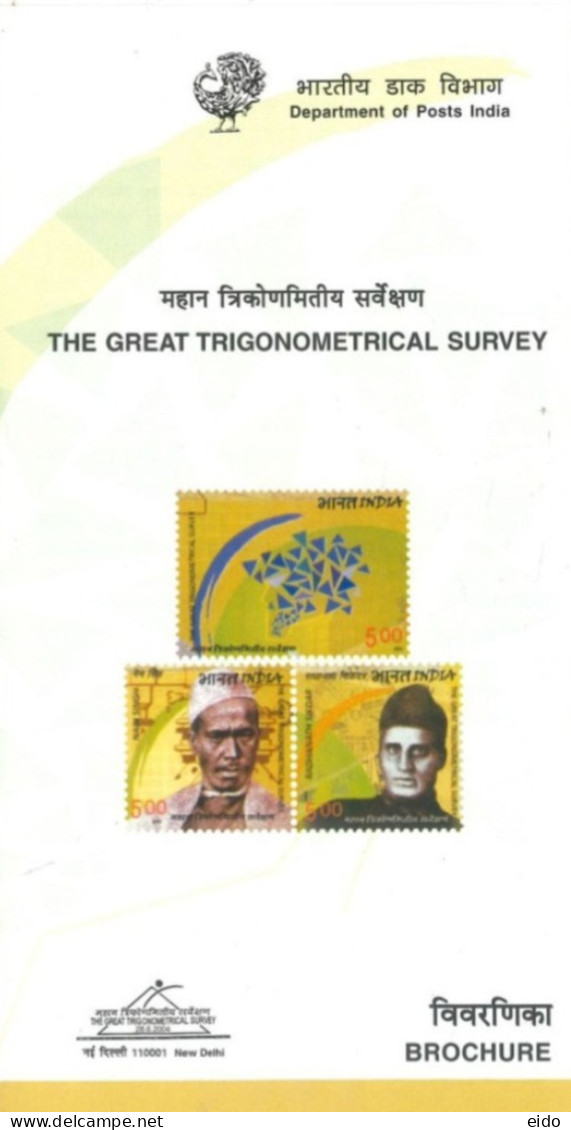 INDIA - 2004 - BROCHURE OF THE GREAT TRIGONOMETRICAL SURVEY STAMPS DESCRIPTION AND TECHNICAL DATA. - Briefe U. Dokumente