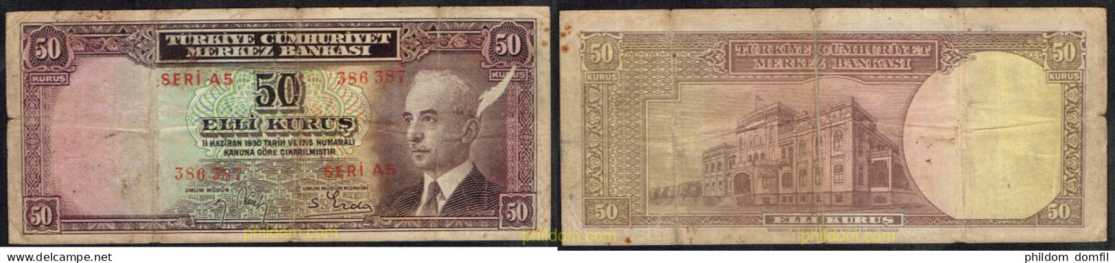 5076 TURQUIA 1942 TURKEY 50 KURUS 1930 1942 - Turquie