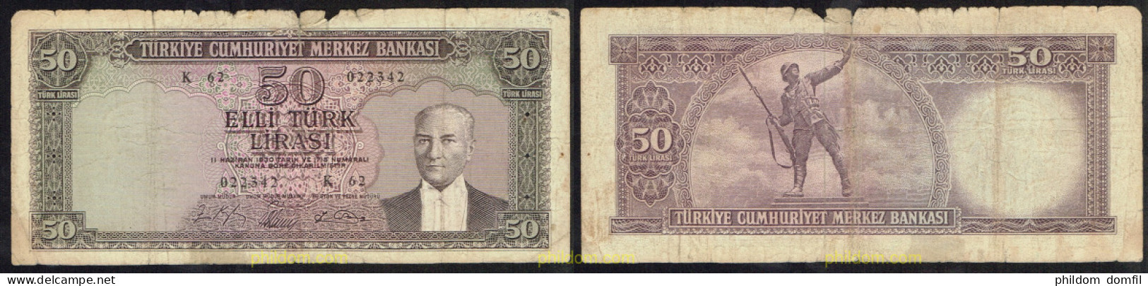 5082 TURQUIA 1951 TURKEY 50 LIRA 1930 1951 - Turchia