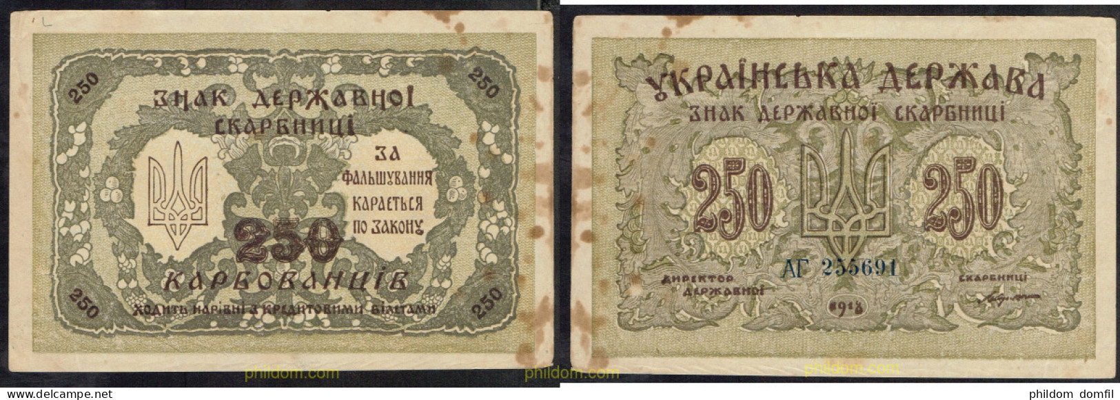 5123 UCRANIA 1918 UKRAINE 250 KARBOVANTSIV 1918 - Oekraïne