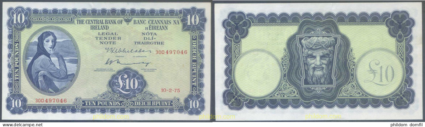 5268 IRLANDA 1975 IRELAND 10 POUNDS 1975 - 1 Pond