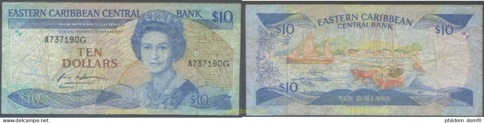 5340 GRAN BRETAÑA 1987 EASTERN CARIBBEAN 10 DOLLARS 1987 1988 - Verzamelingen