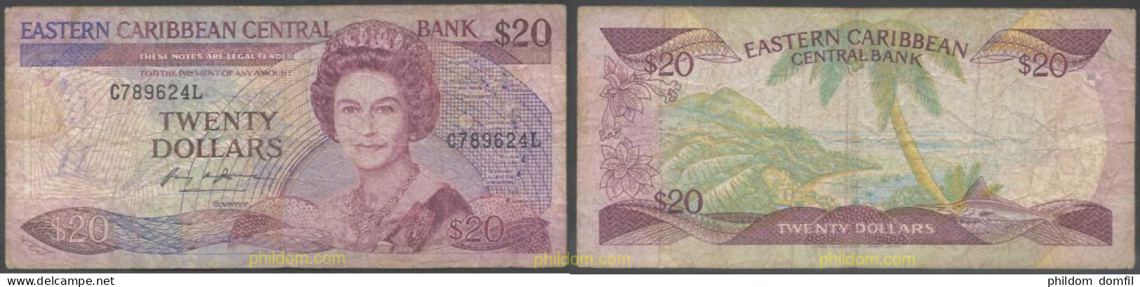 5341 GRAN BRETAÑA 1987 EASTERN CARIBBEAN 20 DOLLARS 1987 1988 - Collezioni