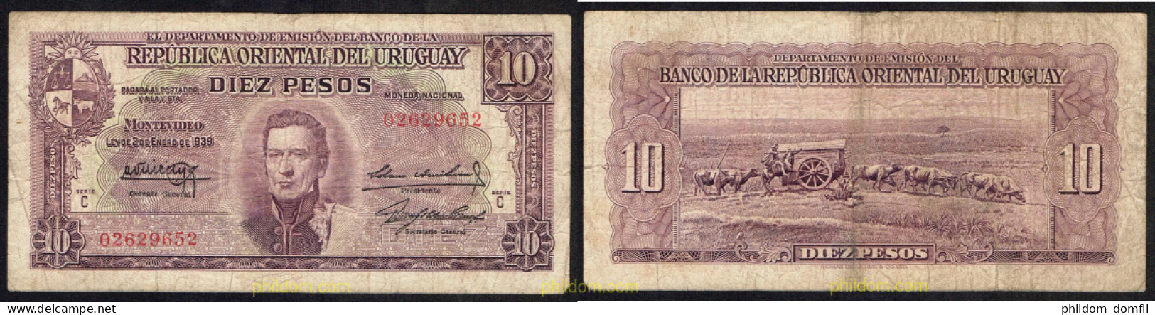 5543 URUGUAY 1939 URUGUAY 10 PESOS 1939 - Uruguay