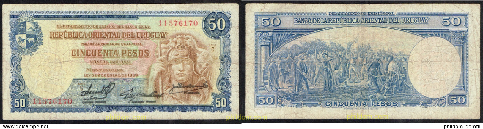 5544 URUGUAY 1939 URUGUAY 50 PESOS 1939 - Uruguay