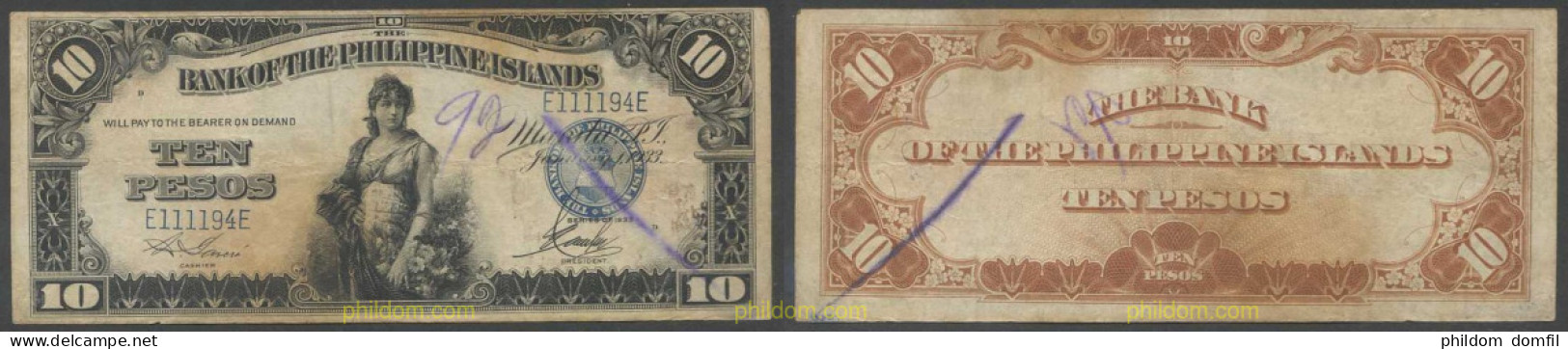 5889 FILIPINAS 1933 PHILIPPINES 10 PESOS 1933 - Philippines