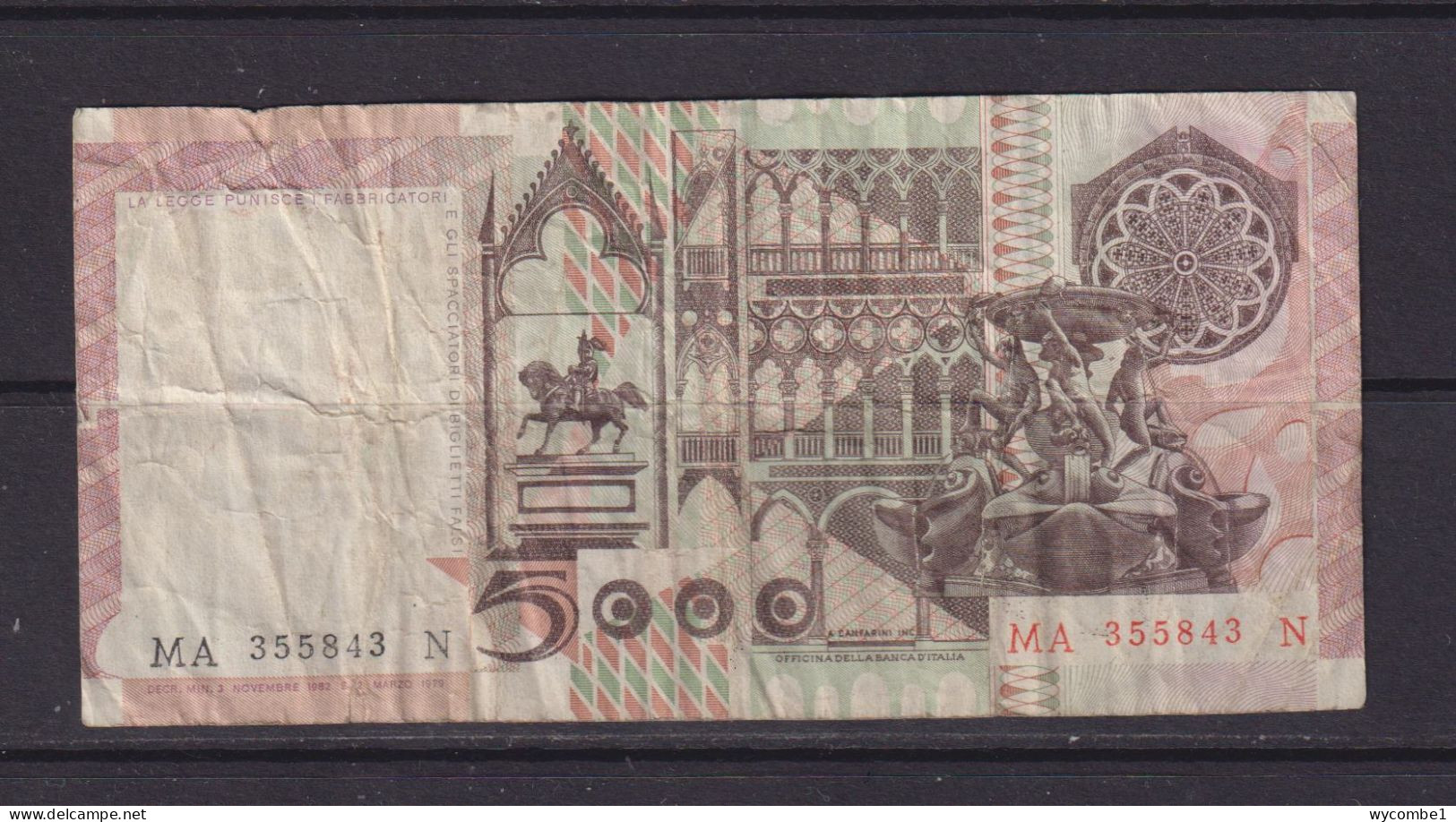 ITALY - 1979 5000 Lira Circulated Banknote - 5000 Liras