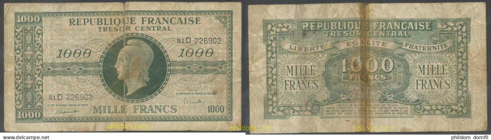 5983 FRANCIA 1945 FRANCE 1000 FRANCS 1945 - Altri & Non Classificati