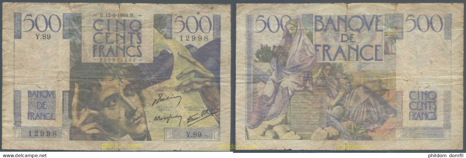 6001 FRANCIA 1946 FRANCE 500 FRANCS 1946 - Sonstige & Ohne Zuordnung