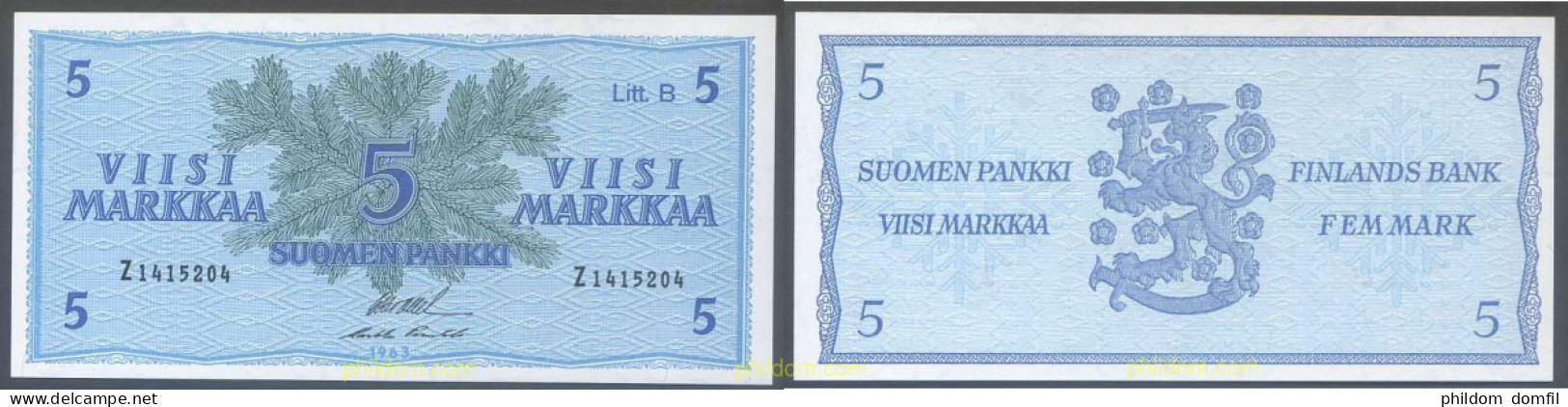 6054 FINLANDIA 1963 FINLANDIA 1963 5 MARKKAA - Finlandia