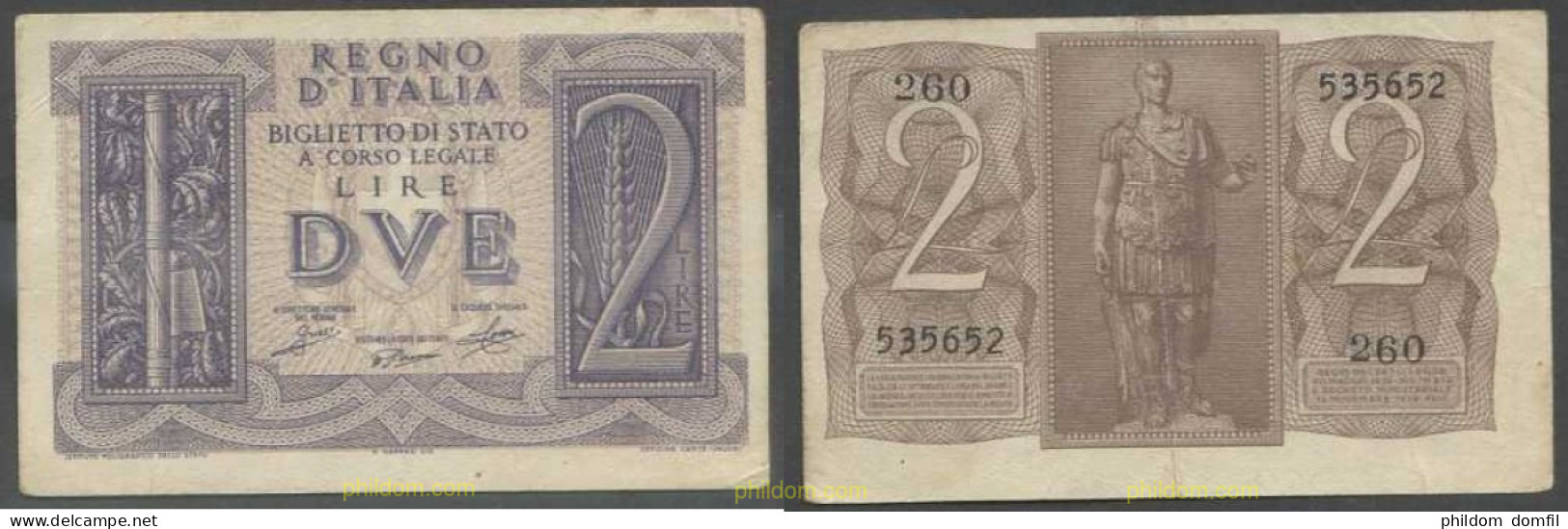 6073 ITALIA 1939 ITALIA 2 LIRE 1939 - Biglietto Consorziale