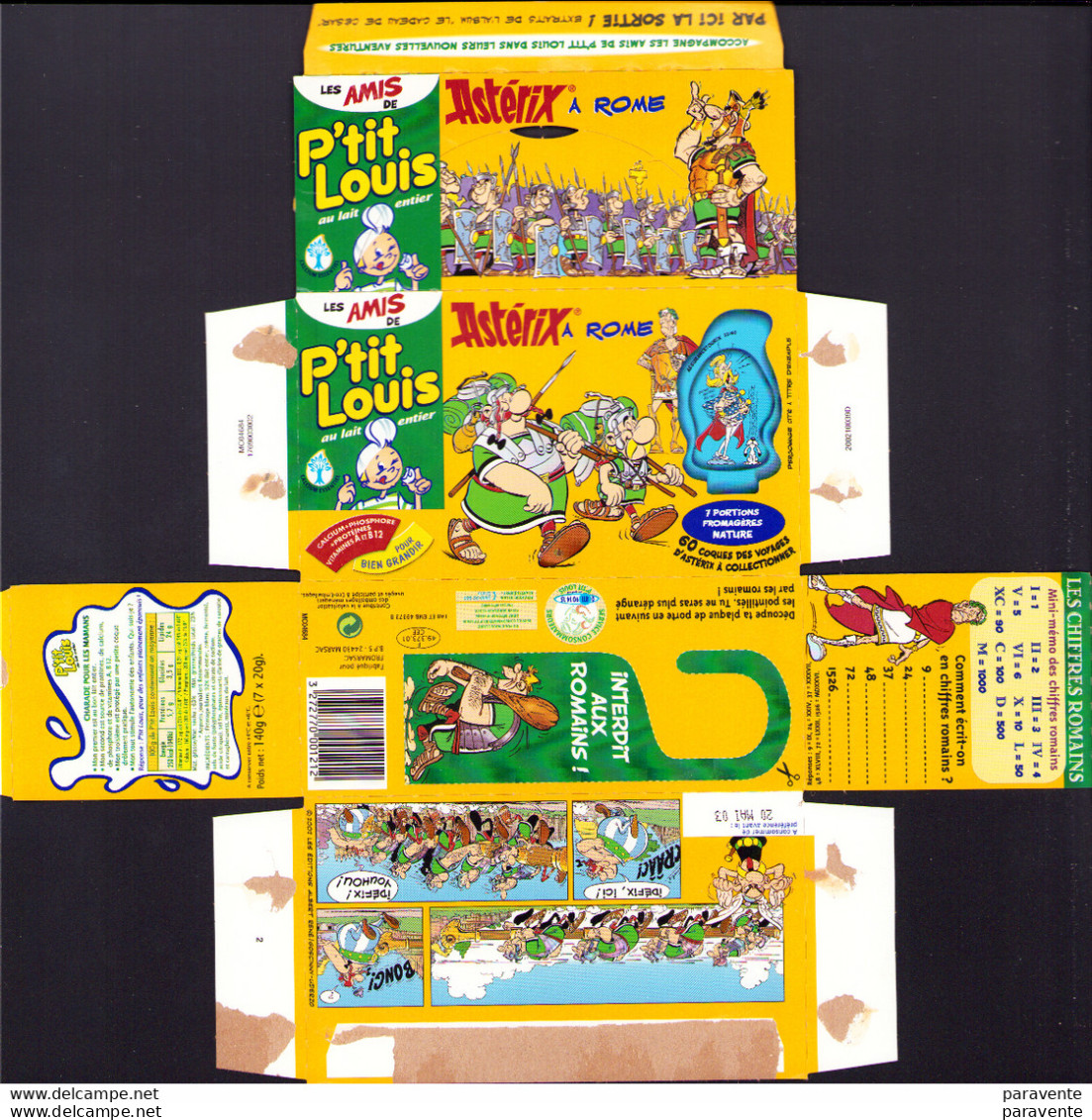 ASTERIX : Emballage Fromage P'TI LOUIS 2002 Asterix à Rome - Astérix