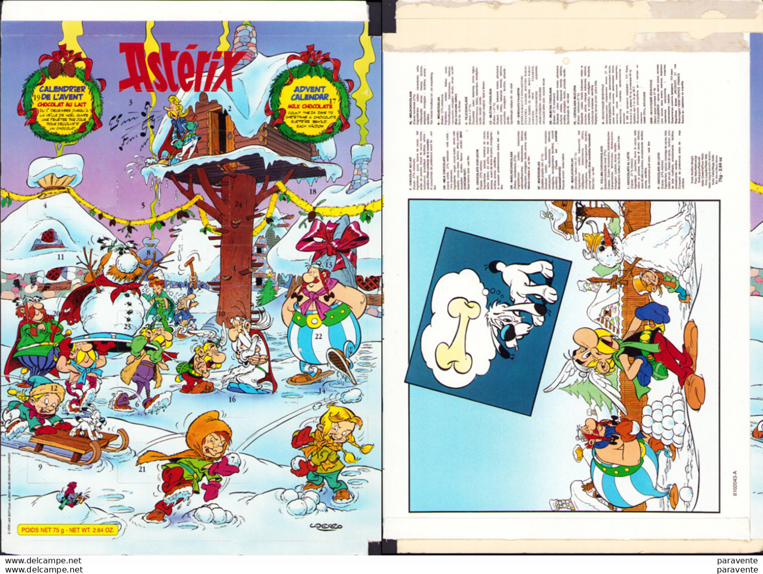 ASTERIX : Calendrier DE L'AVANT 1995 - Asterix