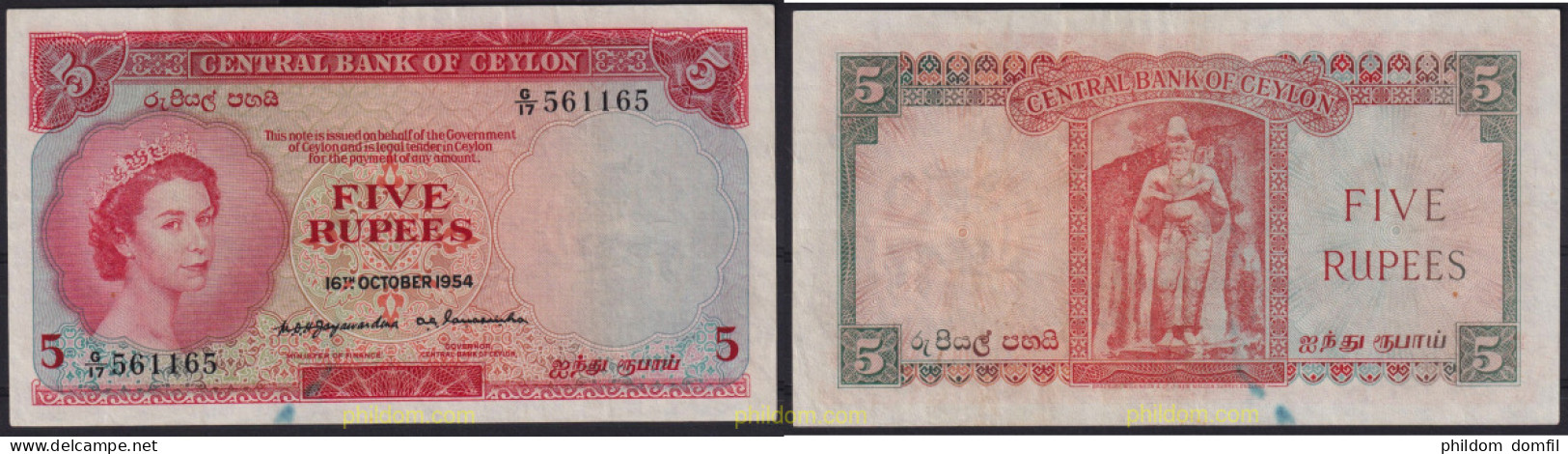 6424 CEILAN 1954 CEYLAN 1954 5 RUPEES - Sri Lanka