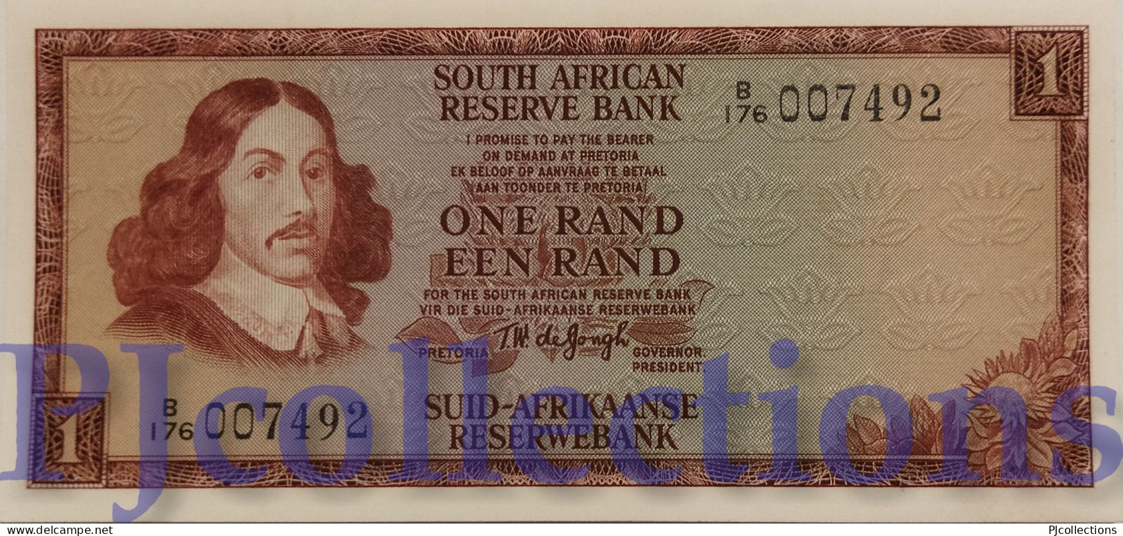 SOUTH AFRICA 1 RAND 1973 PICK 115a AUNC LOW SERIAL NUMBER "007492" - Sudafrica