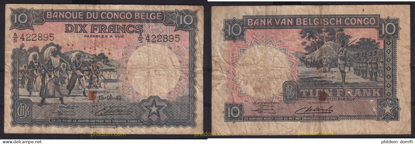 6571 CONGO BELGA 1949 CONGO BELGA 1949 10 FRANCS - Non Classés