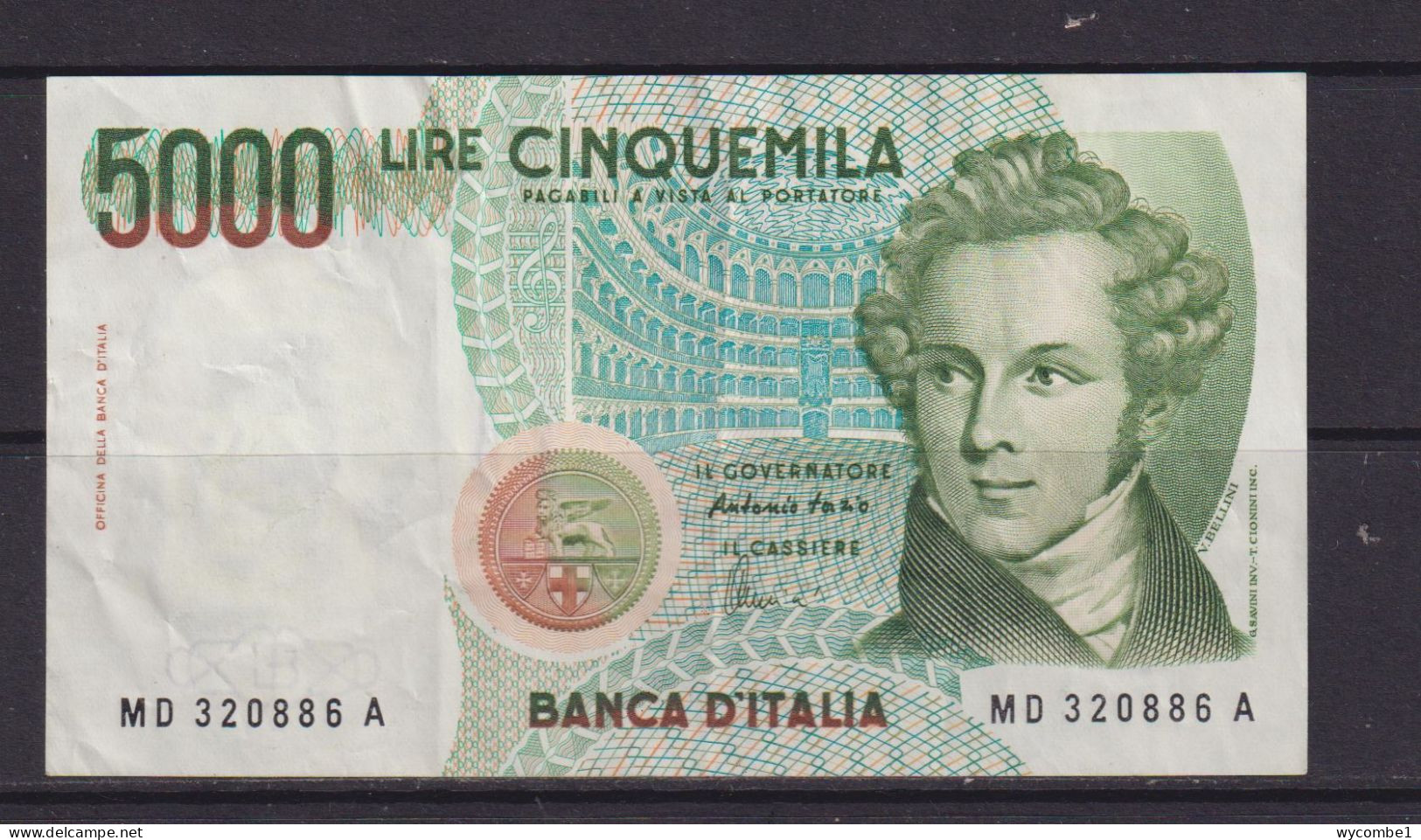 ITALY - 1985 5000 Lira Circulated Banknote - 5000 Liras