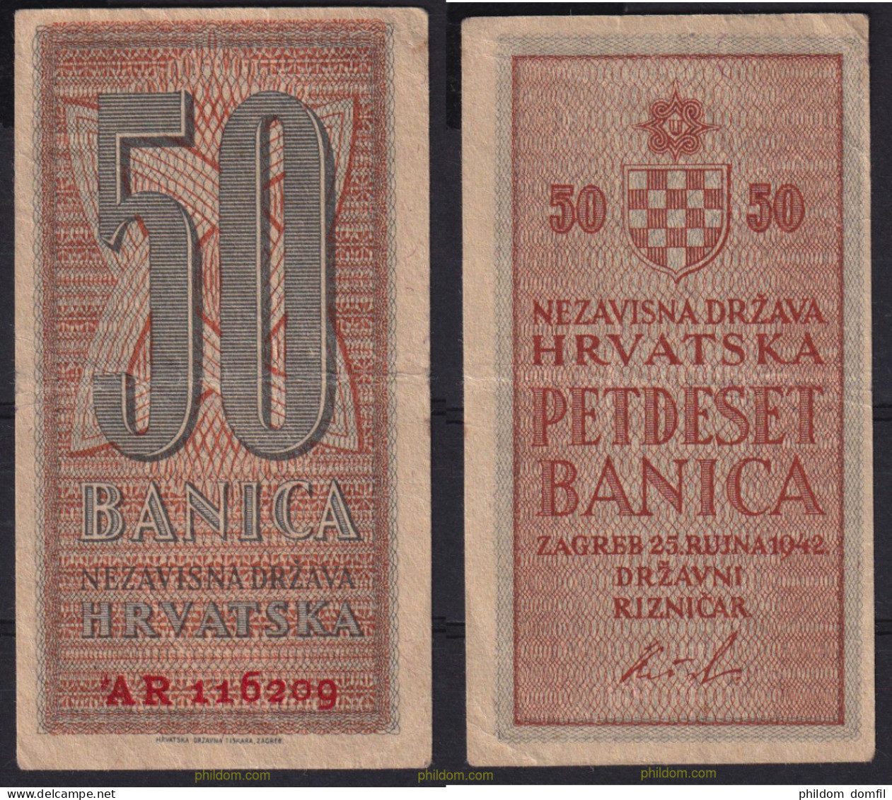6606 CROACIA 1942 CROACIA 1942 50 BANICA - Kroatien