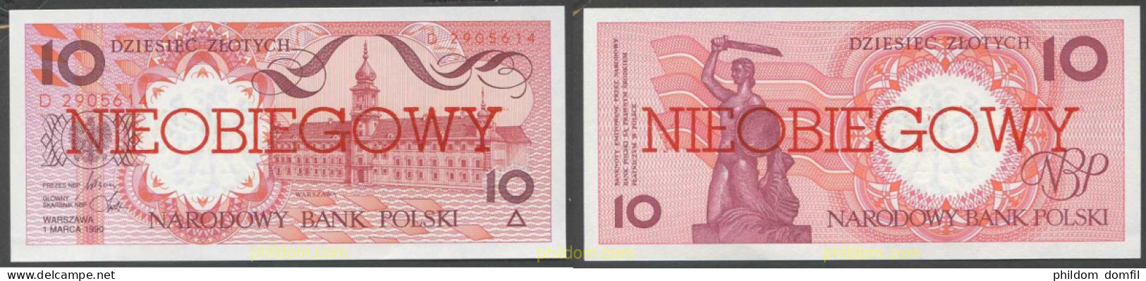 6714 POLONIA 1990 POLAND 1990 10 ZLOTYCH NIEOBIEGOWY - Pologne