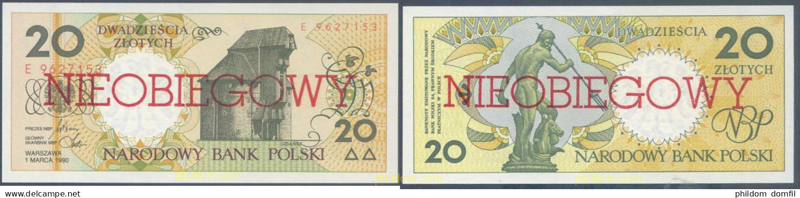 6715 POLONIA 1990 POLAND 1990 20 ZLOTYCH NIEOBIEGOWY - Polonia