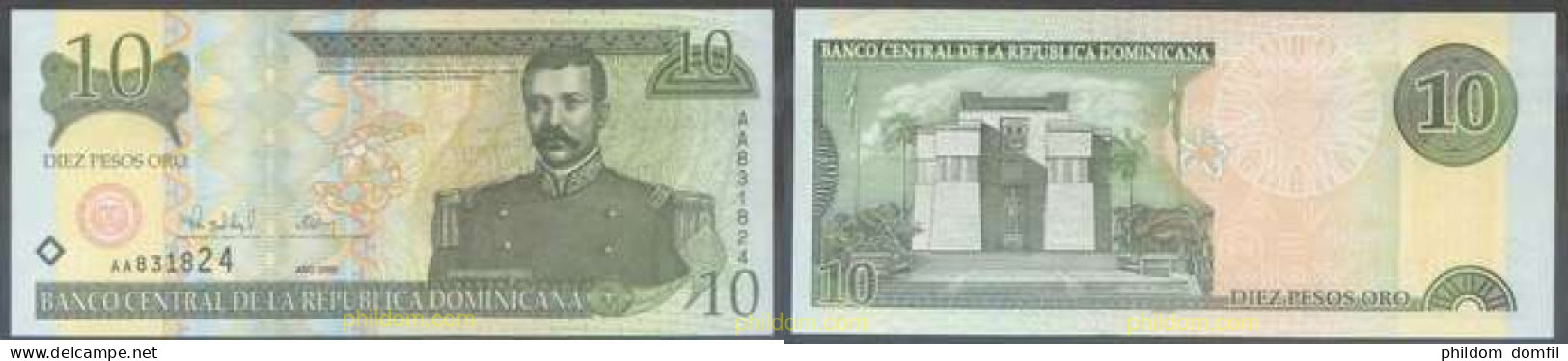 6951 DOMINICANA 2000 DOMINICANA 10 PESOS ORO 2000 - Oostelijke Caraïben