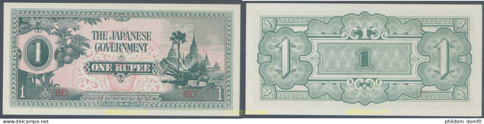 7108 BIRMANIA 1942 JAPANESE OCCUPATION BURMA 5 RUPEE 1942 44 - Myanmar