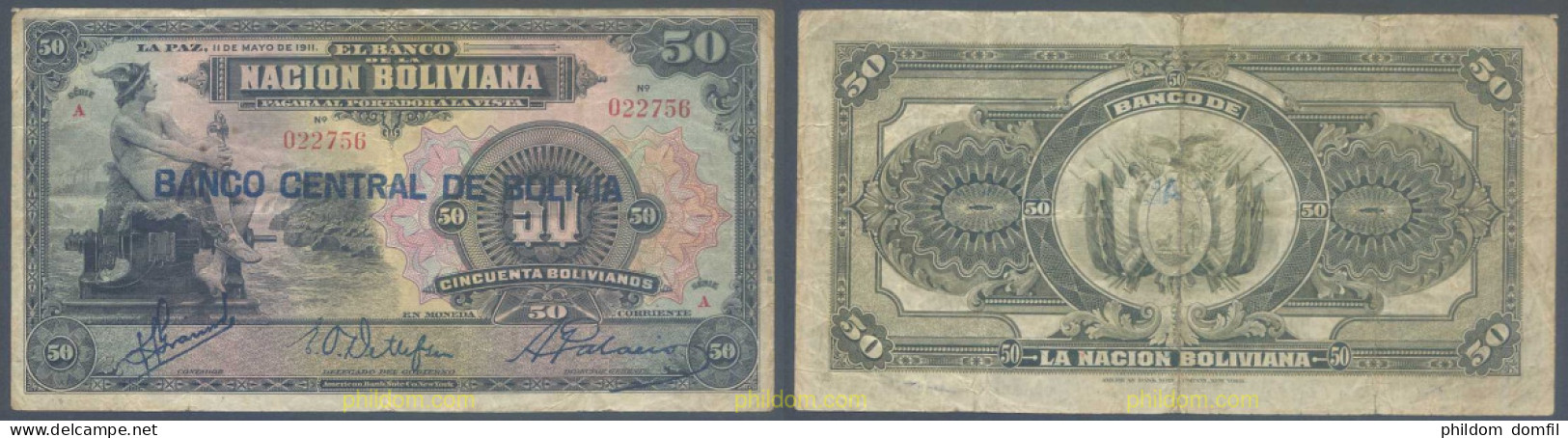 7163 BOLIVIA 1911 BOLIVIA 50 BOLIVIANOS 1911 - Bolivië