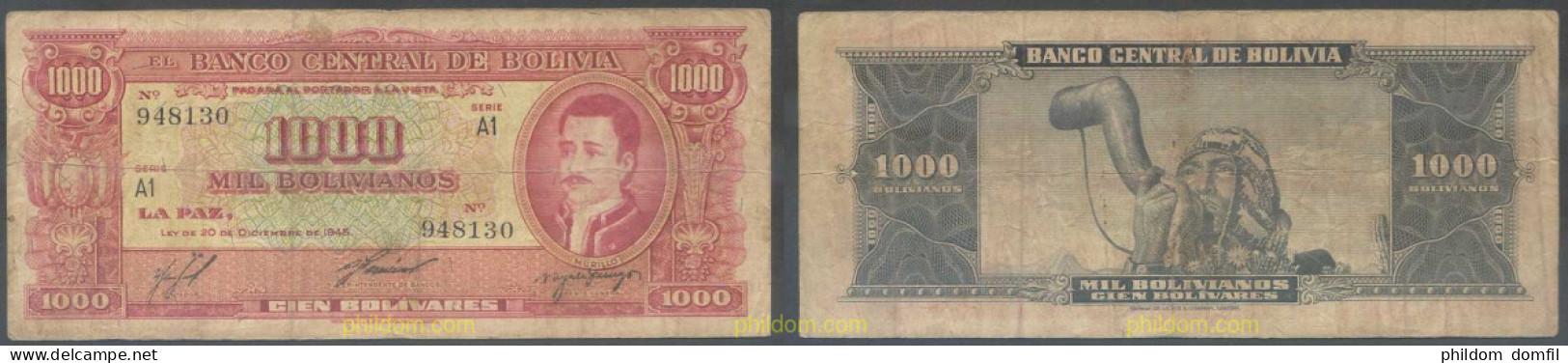 7205 BOLIVIA 1945 BOLIVIA 1000 BOLIVIANOS 1945 - Bolivië