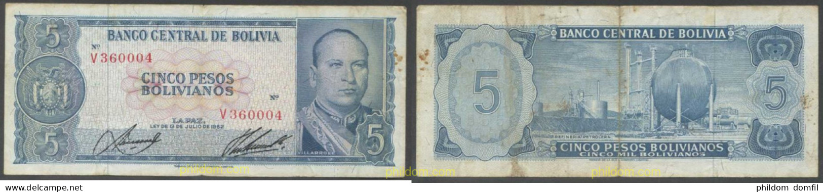 7209 BOLIVIA 1962 BOLIVIA 5 PESOS BOLIVIANOS 1962 - Bolivien