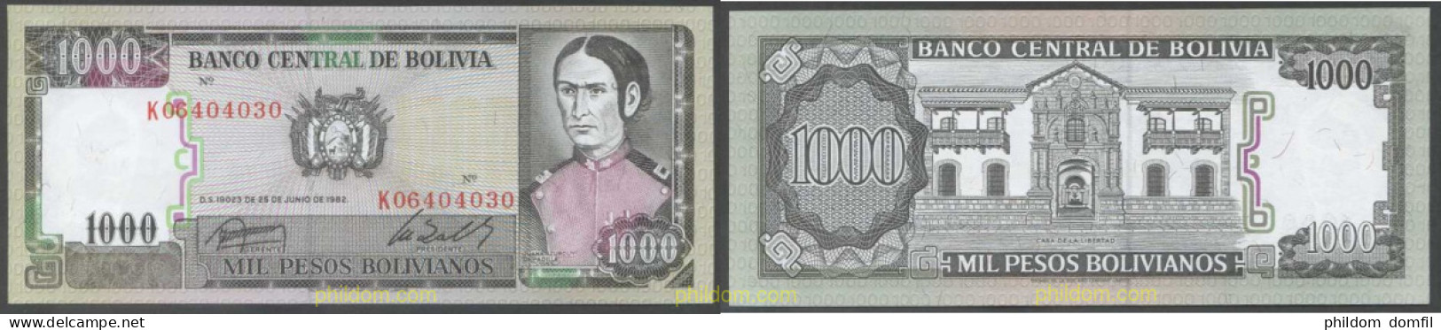 7216 BOLIVIA 1982 BOLIVIA 1000 PESOS BOLIVIANOS 1982 - Bolivië